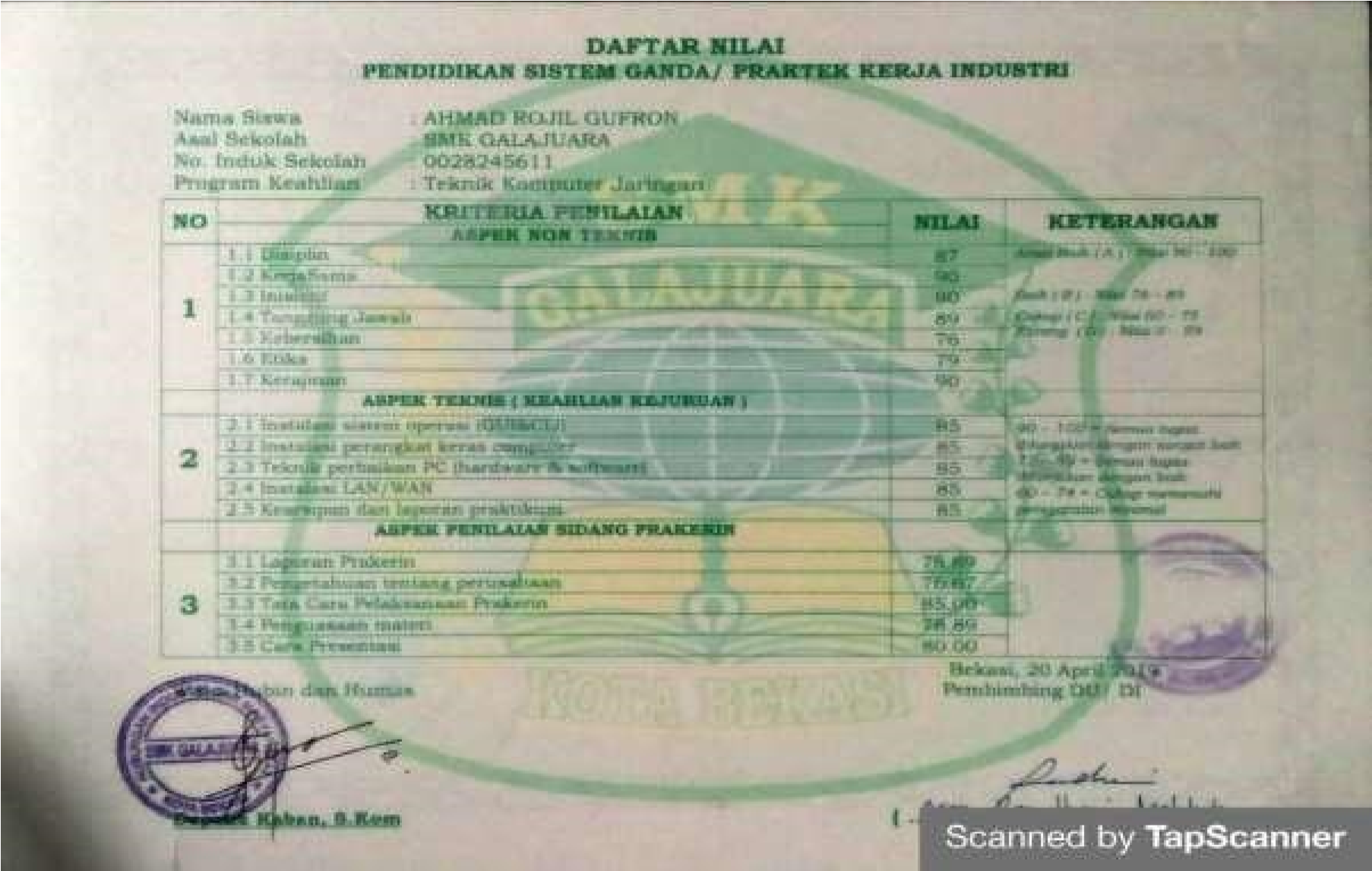 Sertifikat PKL Universitas Bhayangkara Jakarta Raya